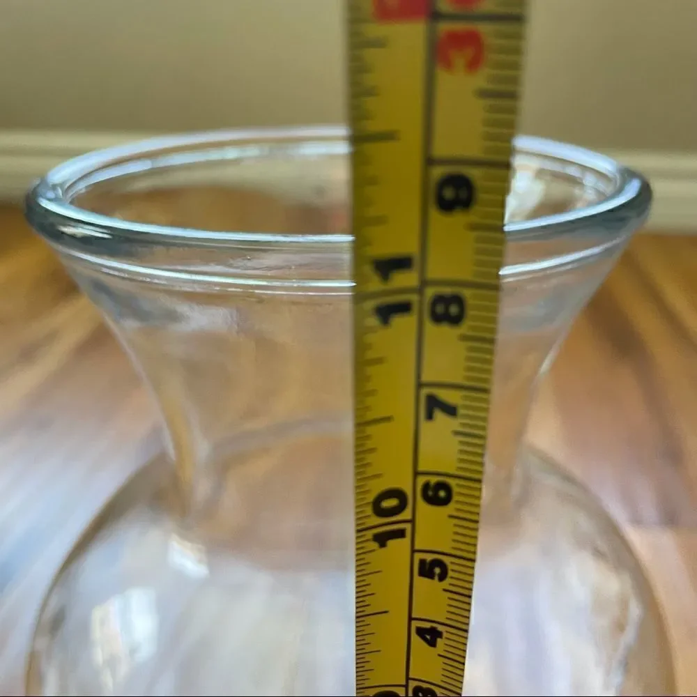 Pretty Tall Hourglass Clear  Glass Vase
